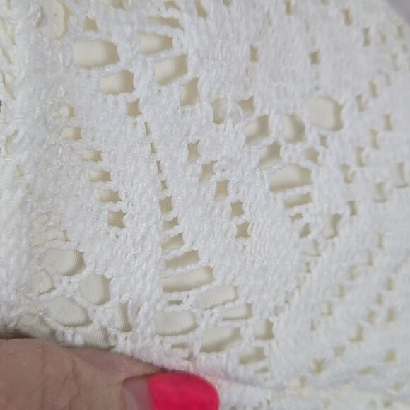 Aerie NEW Crochet Ivory Lace Swimsuit One-Piece Cheeky Cut Out Padded Tie Back - Picture 6 of 14